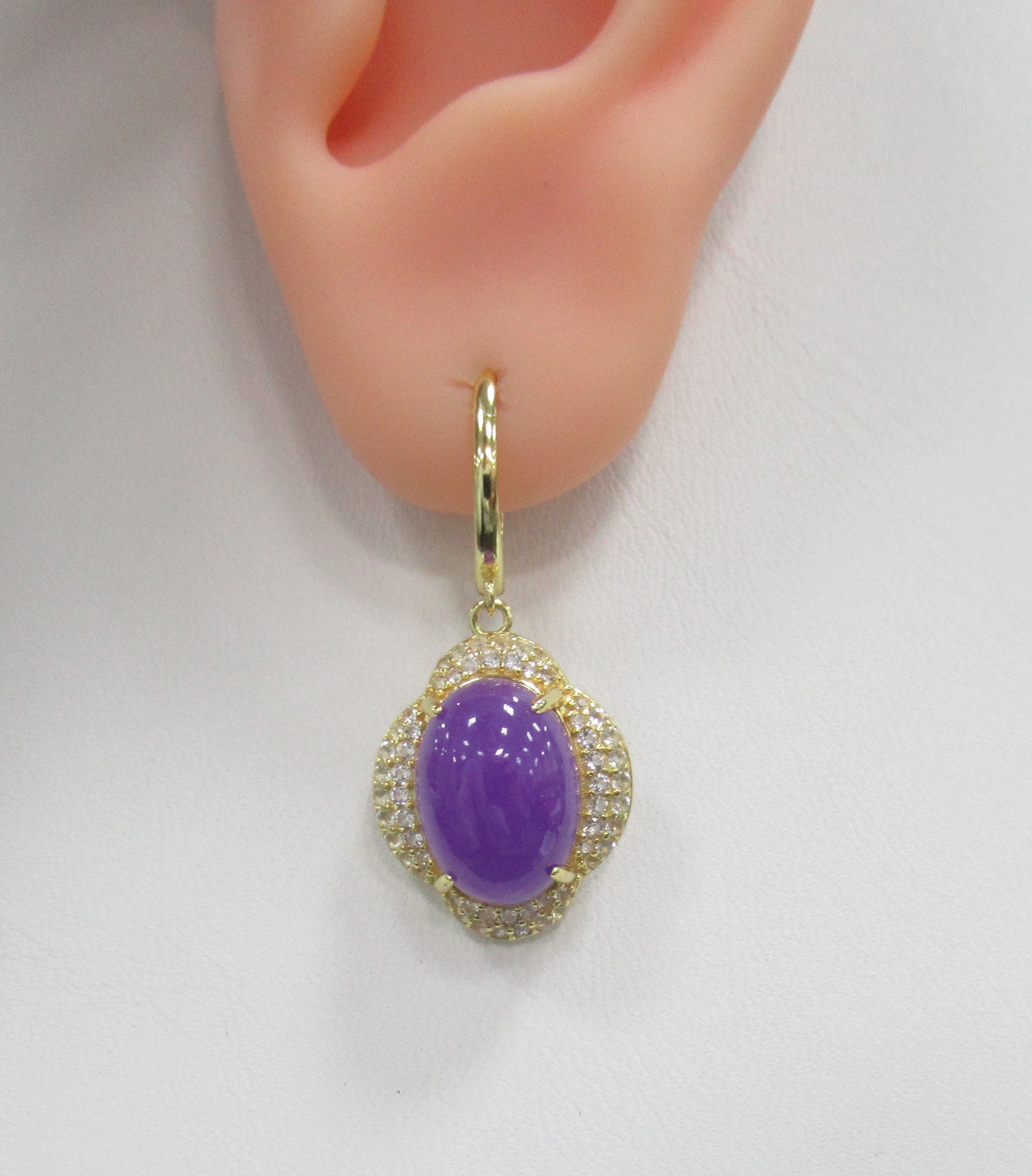 Серебряные серьги с лавандовыми жадеитами